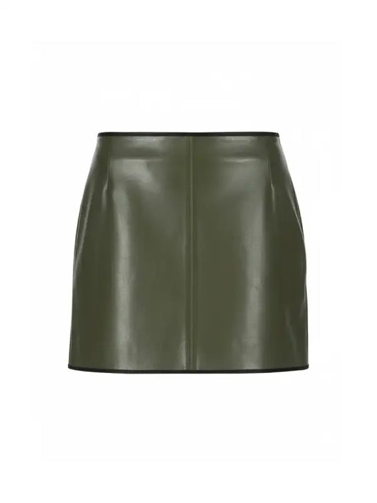 Women’s Olive Green Leather Bomber Jacket and Mini Skirt Set