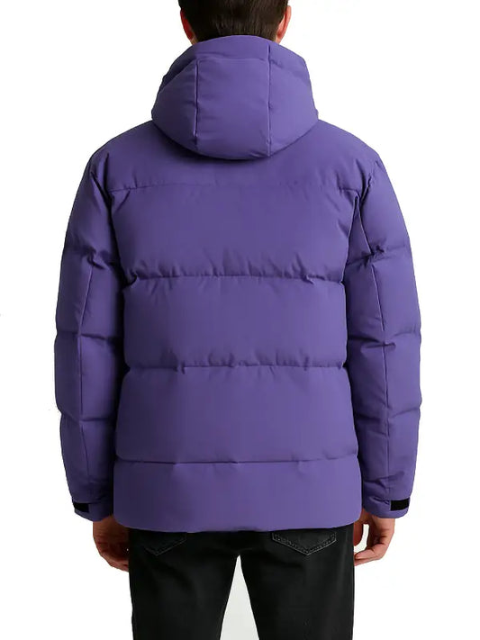 Premium Purple Men's Puffer Jacket with Warm Hood