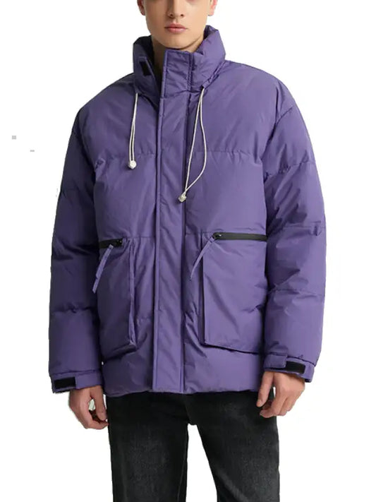 Premium Purple Men's Puffer Jacket with Warm Hood