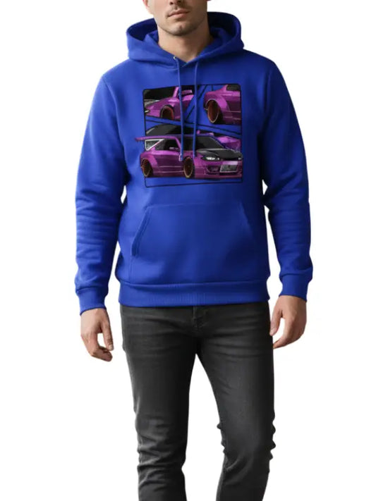 Purple Drift Car Graphic Hoodie – Streetwear Racing Pullover Hoodie