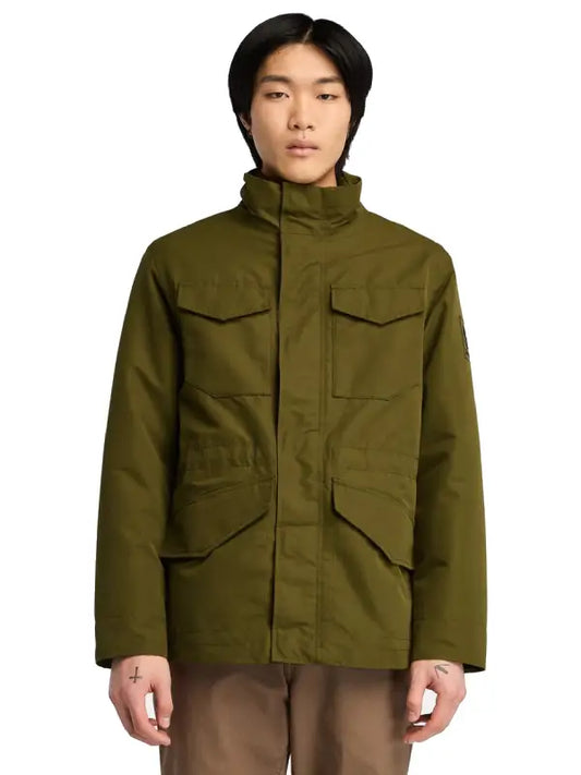 Men’s Olive Green Utility Field Jacket with Stand Collar