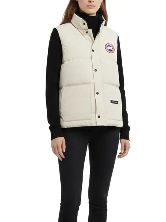 Women’s Cream Puffer Vest with Stand Collar | Lightweight Quilted Gilet