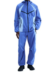 Men's Blue Two Tone Color Block Tracksuit Set