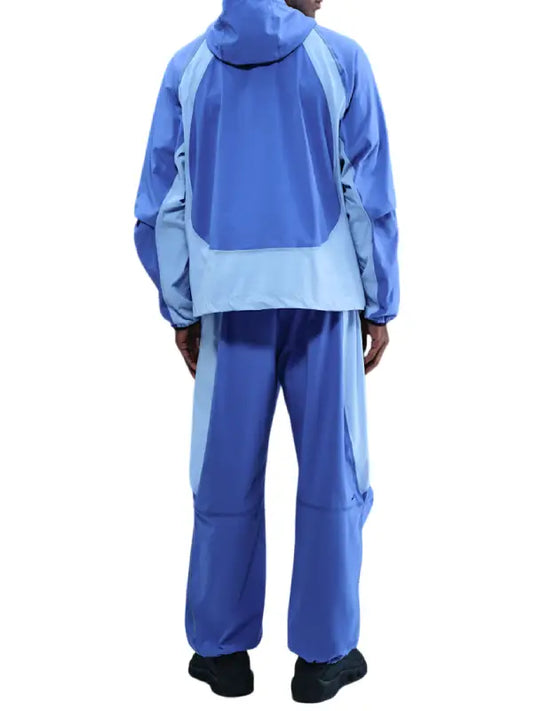 Men's Blue Two Tone Color Block Tracksuit Set