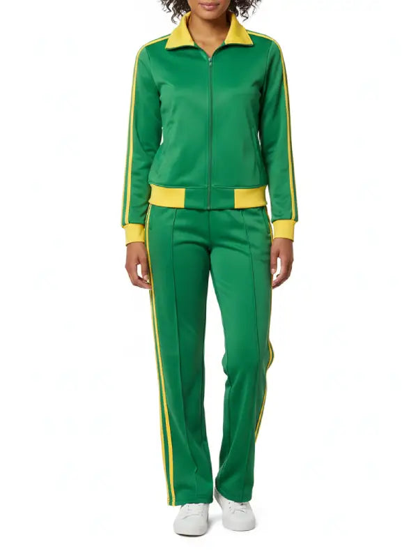 Green and Yellow Classic Women’s Track Suit Set