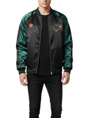 Tiger Embroidered Sukajan Bomber Jacket – Japanese Souvenir Satin Jacket