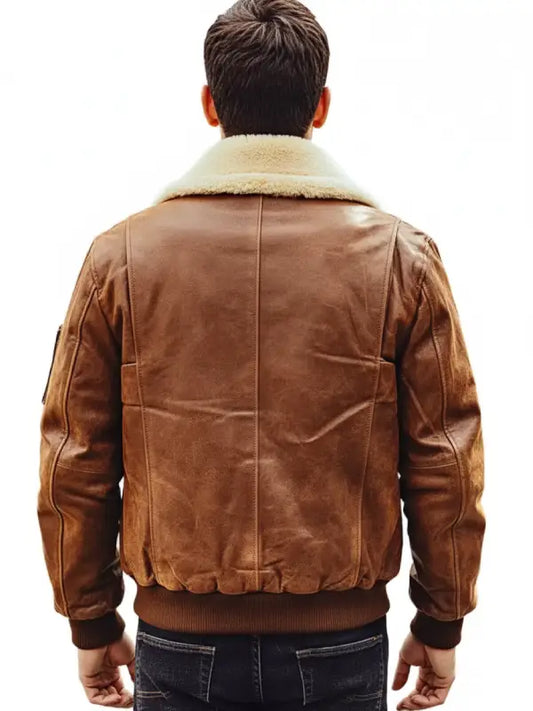 Men’s Brown Shearling Aviator Leather Jacket