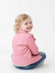 Girls Pink  Leather Biker Jacket – Soft & Stylish Kids Jacket