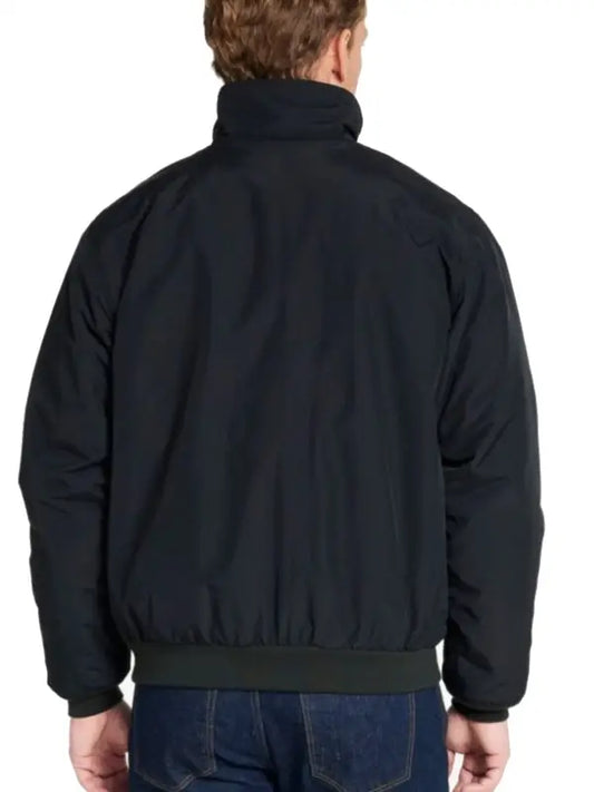 Men’s Black Puffer Bomber Jacket with High Neck Zip Closure