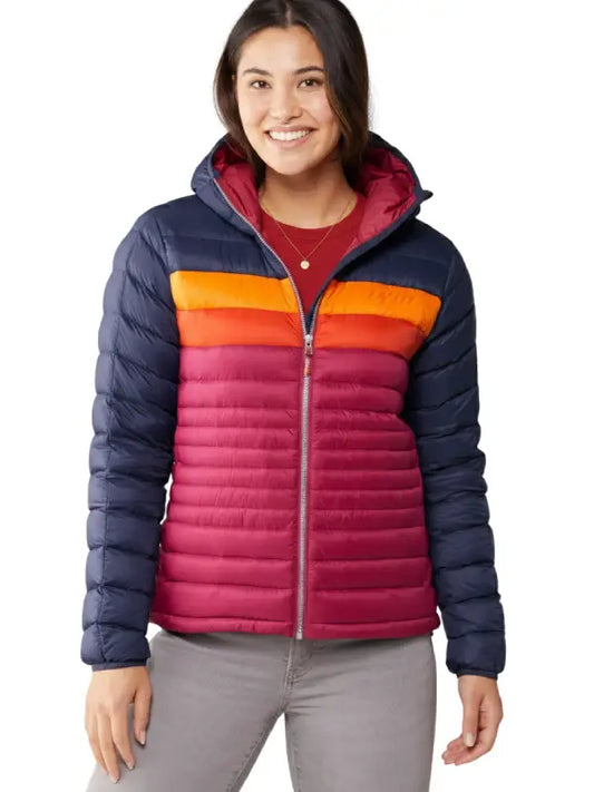 Women’s Colorblock Lightweight Puffer Jacket with Hood