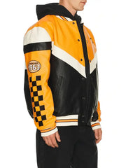 McLaren Formula 1 Varsity Leather Jacket Black & Papaya Orange