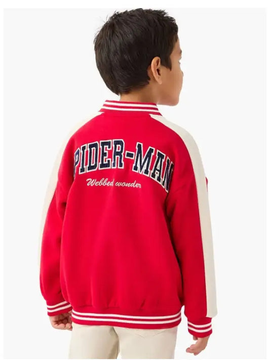 Kids Spider-Man Varsity Jacket Red | Marvel Inspired Baseball Jacket