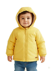 Kids Yellow Hooded Puffer Jacket – Warm Lightweight Winter Coat for Boys & Toddlers