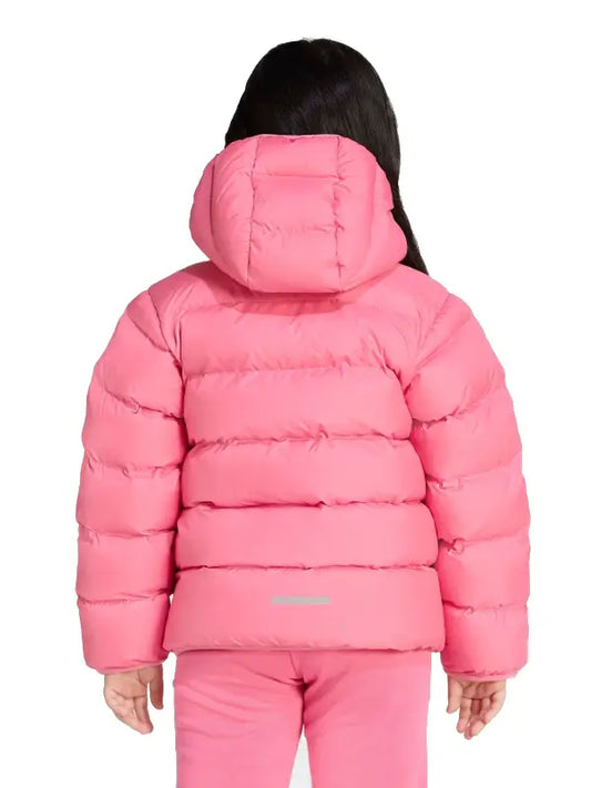 Girls Pink Hooded Puffer Jacket, Lightweight Winter Warm Jacket for Kids