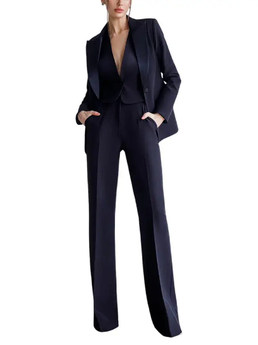 Elegant Black Women’s Tailored Pantsuit Set