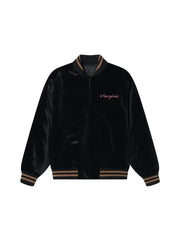 Black Velvet Dragon Embroidered Bomber Jacket