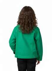 Kids Green Button-Up Jacket – Lightweight Casual Outerwear for Girls