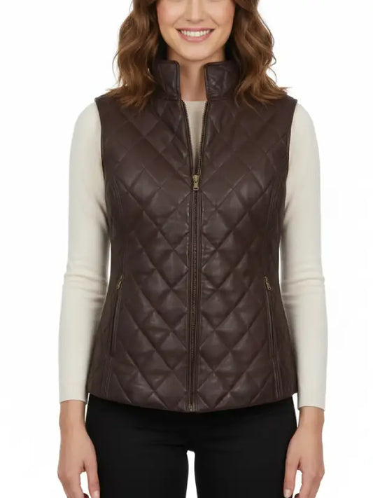 Chocolate Brown Genuine Leather Gilet