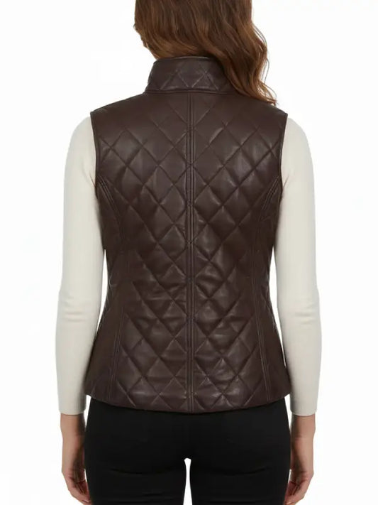 Chocolate Brown Genuine Leather Gilet