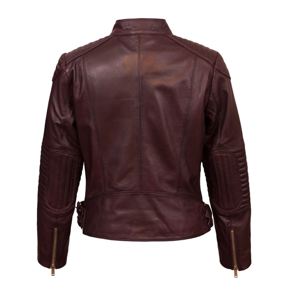 Burgundy Biker Leather Jacket