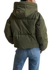 Olive Green Hooded Puffer Jacket