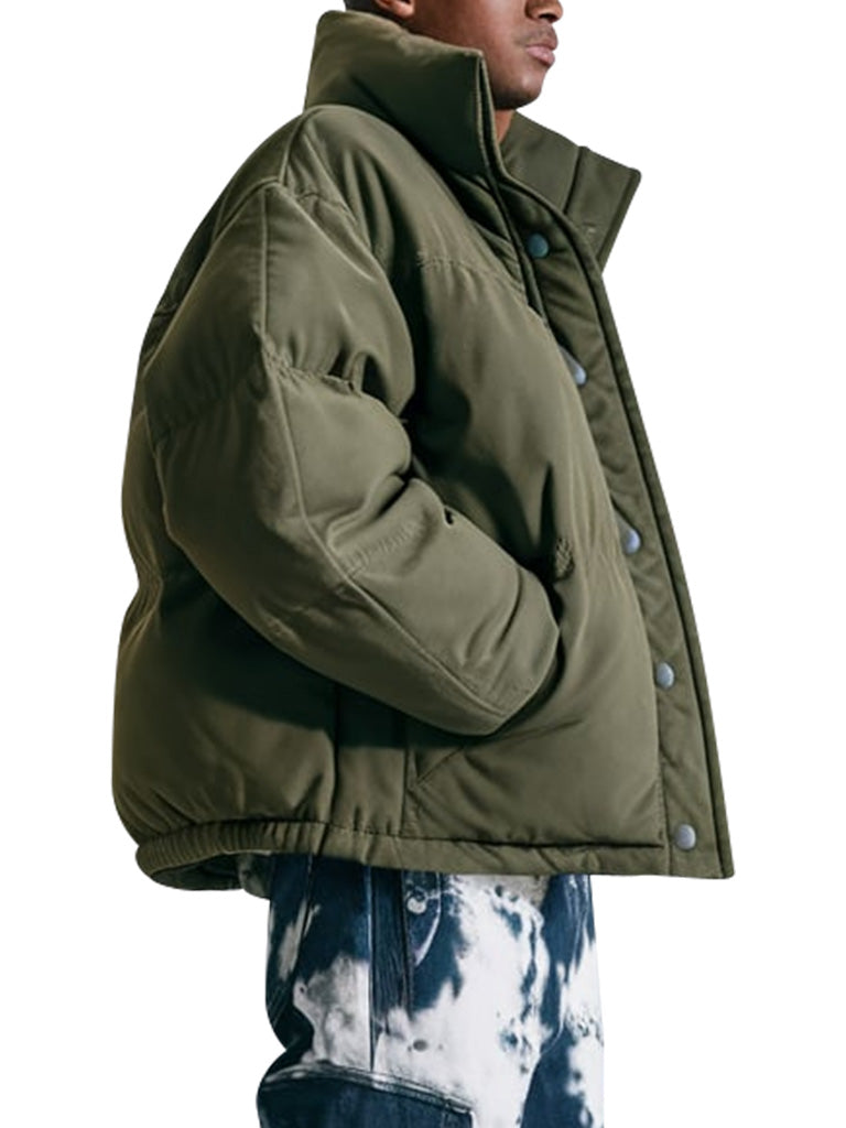 Olive Green Trendy Puffer Jacket