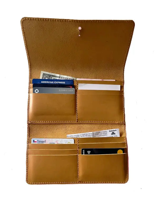 Handmade Tan Leather Long Wallet, Luxury Women’s Clutch with Multiple Card Slots