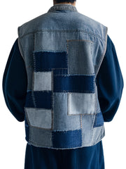 Patchwork Denim Vest For Men