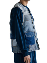 Patchwork Denim Vest For Men