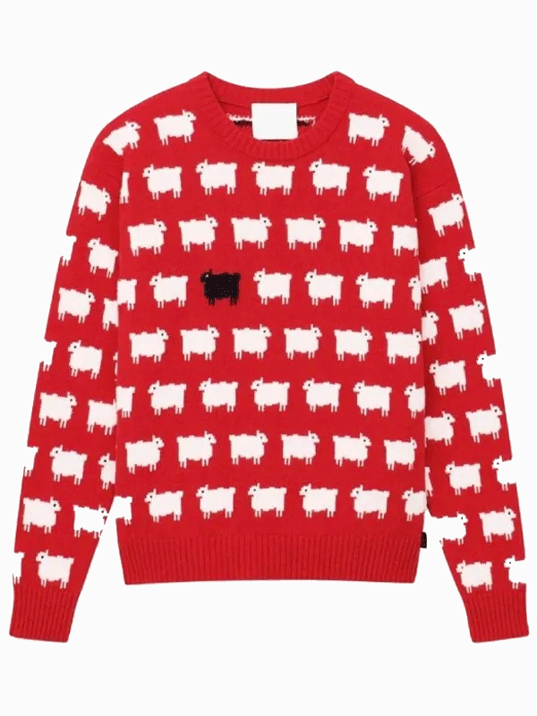 Princess Diana Red Sheep Wool Sweater