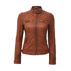 Quilted Brown Leather Jacket