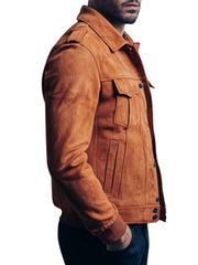 Real suede leather bomber jacket