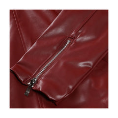 Red Lapel Style Biker Genuine Leather Jacket