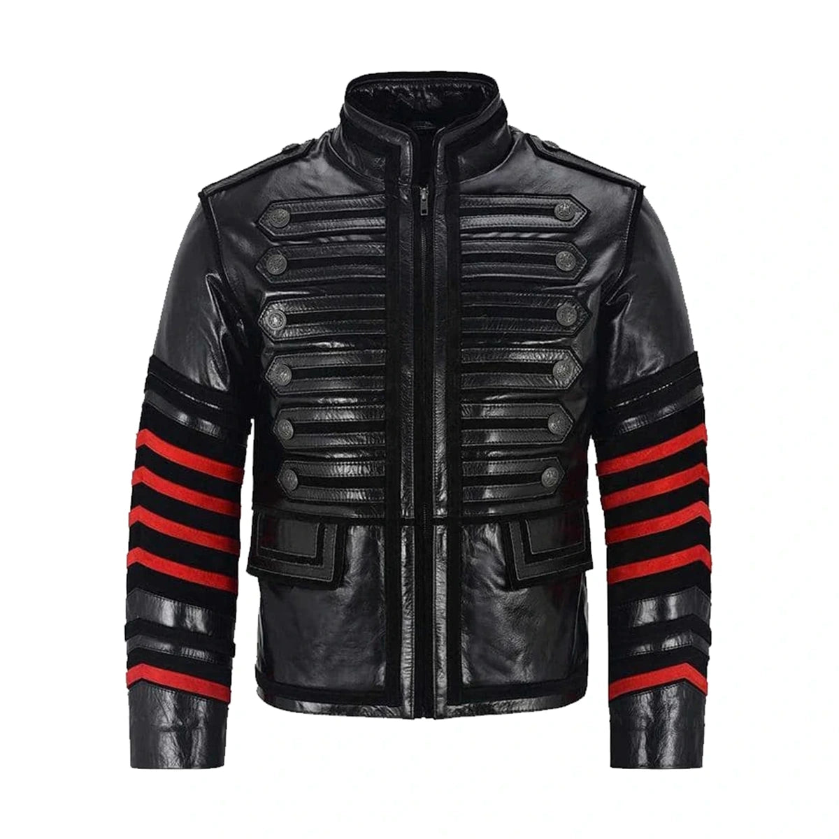 Black Militry Style Real Leather Jacket