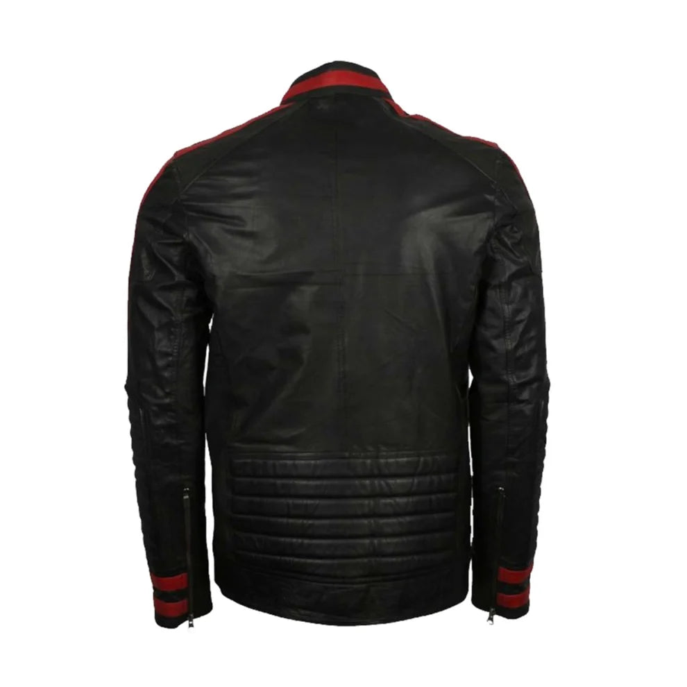 Cafe Racer Black Biker Leather Jacket