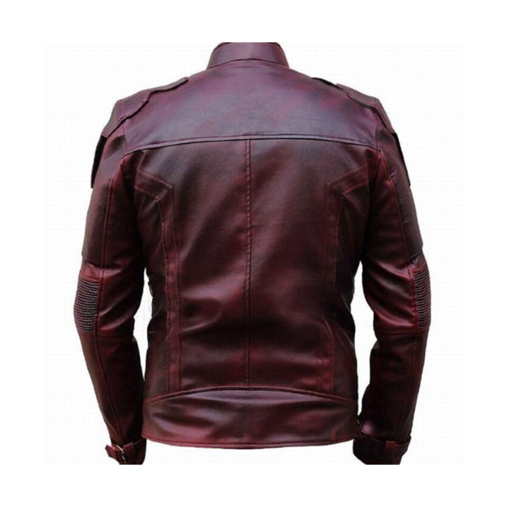 Red Distressed Biker Slim fit Leather Jacket