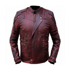 Red Distressed Biker Slim fit Leather Jacket