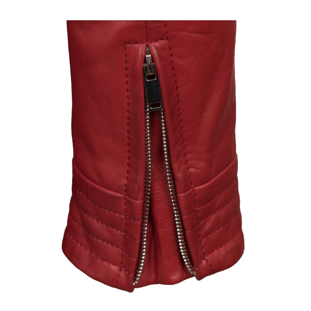 Red Biker Leather Jacket