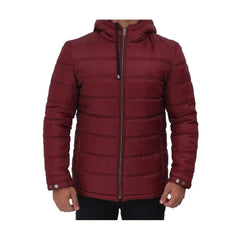 Red Hooded Style Puffer Jacket