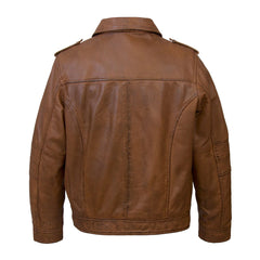 Tan Brown Hooded Leather Jacket