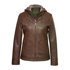 Brown Hooded Leather Jacket