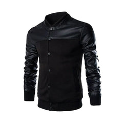 Decent Rib Knitted Collar Black Bomber Jacket