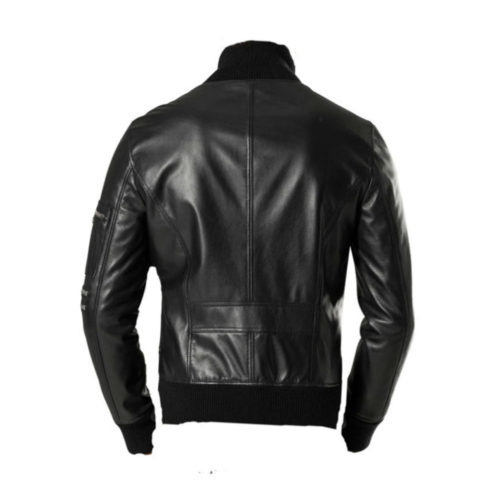 Black Bomber Fashion Stylish Leather Jacket