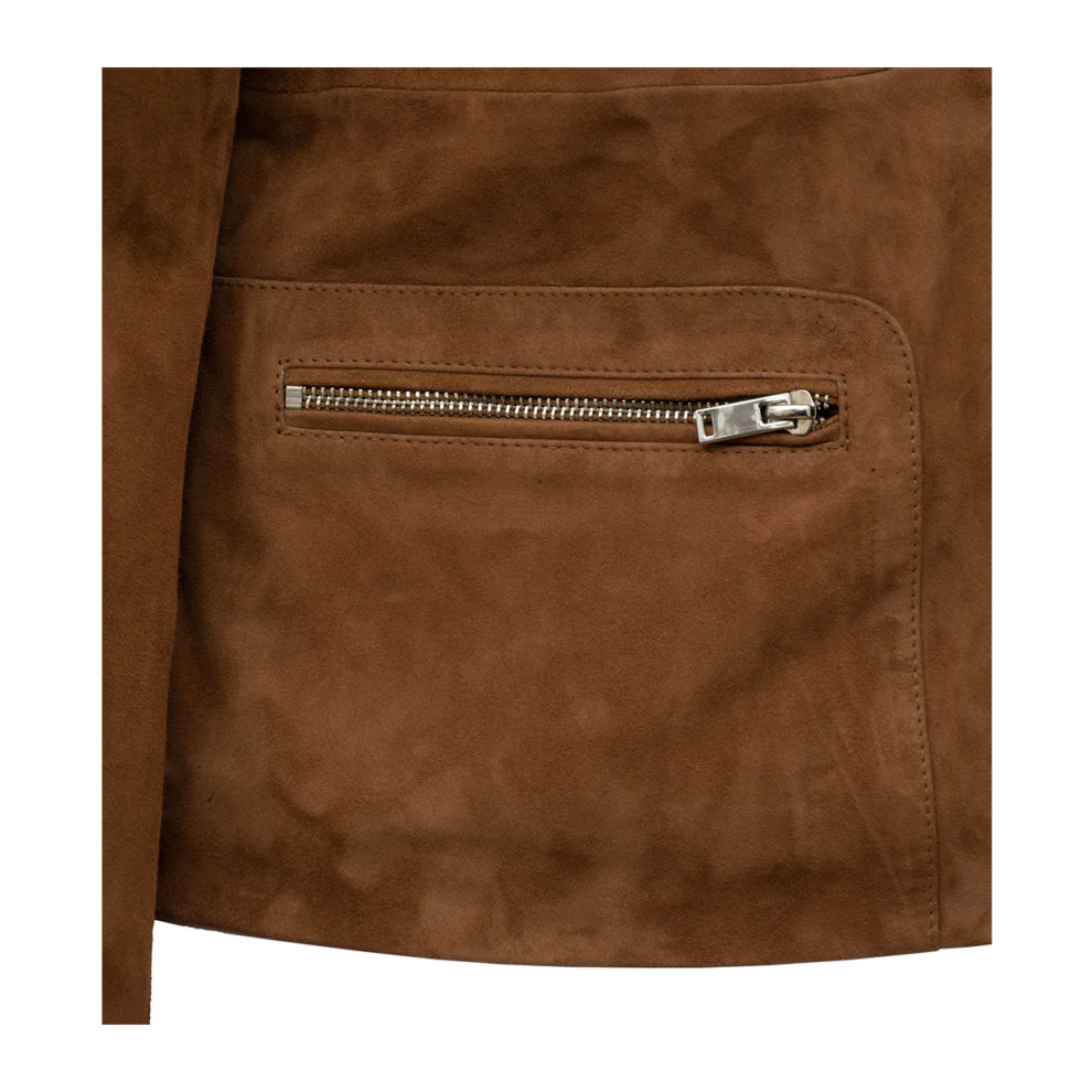 Rust Brown Suede Leather Jacket