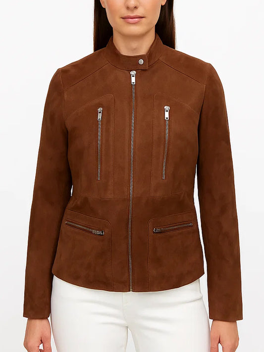 Rust Brown Suede Leather Jacket
