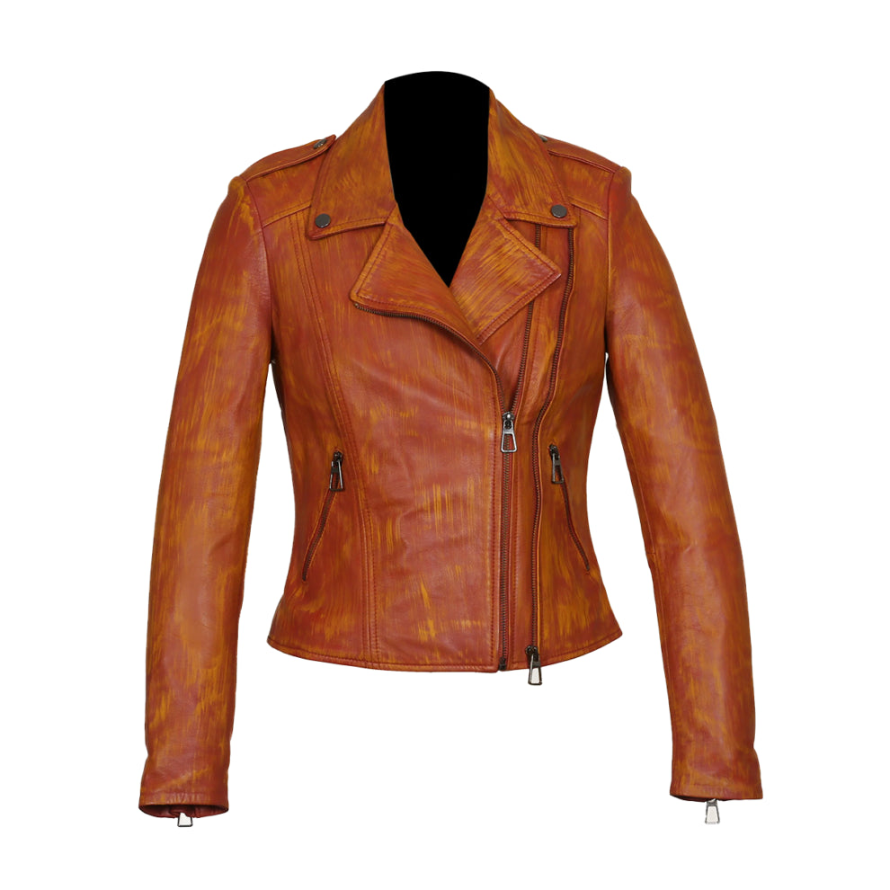 Rust Brown Biker Genuine Leather Jacket