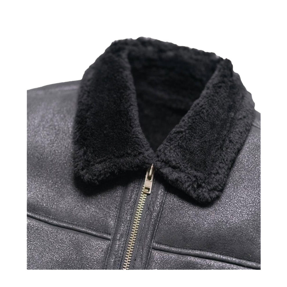 Black Shearling Leather Jacket