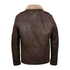 Shearling Distress Brown Leather Jacket