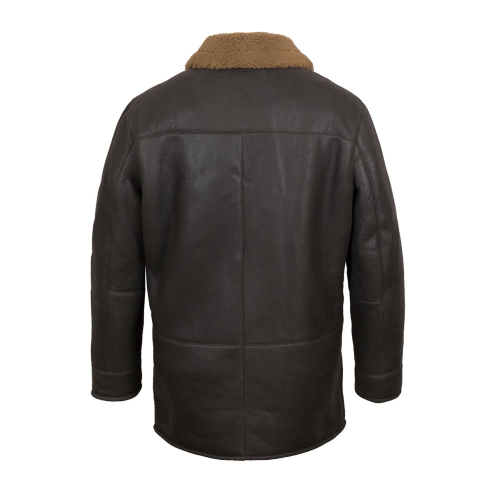 Black Shearling Genuine Leather Long Coat