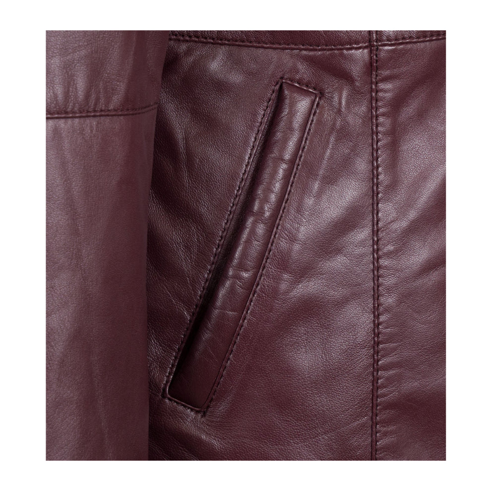 Burgundy Shearling Leather Jacket